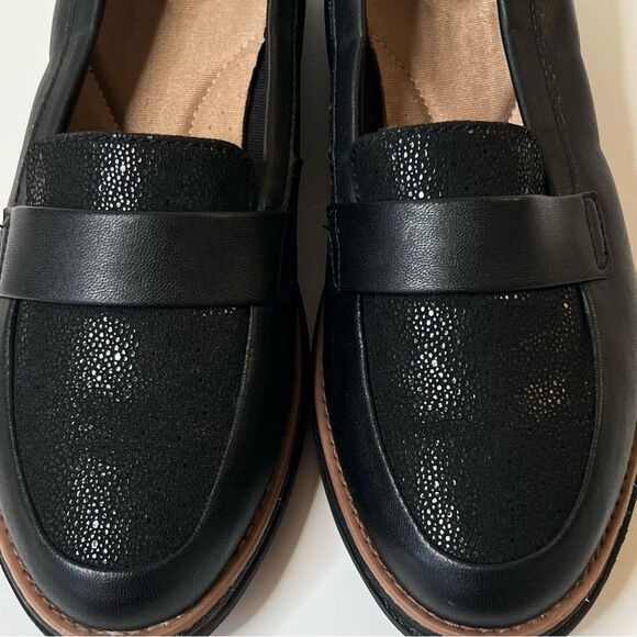 Clarks Ultimate Comfort Black Textured Wedge Slip On Loafers Normcore Shoes 7.5 - Picture 10 of 12